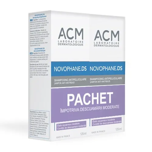 Pachet Sampon anti-matreata moderata Novophane D.S., 2 buc x125ml, ACM