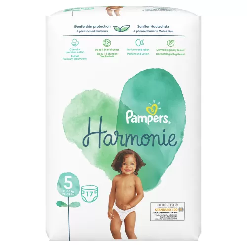 Scutece Pampers Harmonie Marimea 5, 11+ kg, 17 bucati