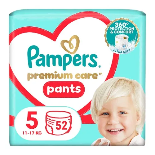 Scutece Chilotel Premium Care Pants Nr. 5, 12-17 kg, 52 bucati, Pampers