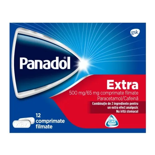 Panadol Extra, 500 mg, 12 comprimate, Gsk