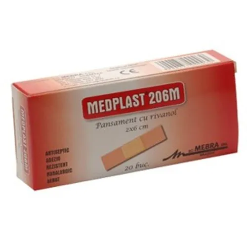 Pansament cu rivanol, 2 x 6 cm, 20 bucati, Medplast