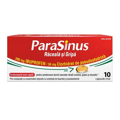 Parasinus Raceala si Gripa, 200 mg/30 mg, 10 capsule moi, Haleon