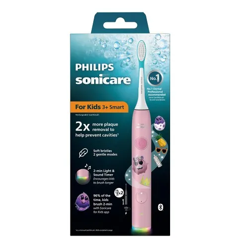 Periuta Electrica Kids Smart Roz HX6600/11 + 2 Rezerve, Philips Sonicare