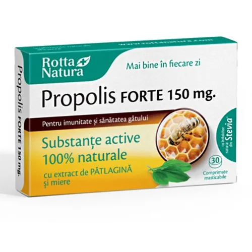 Propolis forte cu patlagina si miere 150 mg, 30 comprimate, Rotta Natura