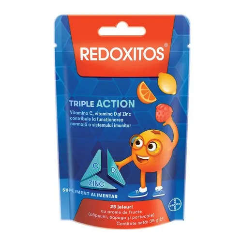 Redoxitos Triple Action Vit C D + Zn, 25 jeleuri, Bayer