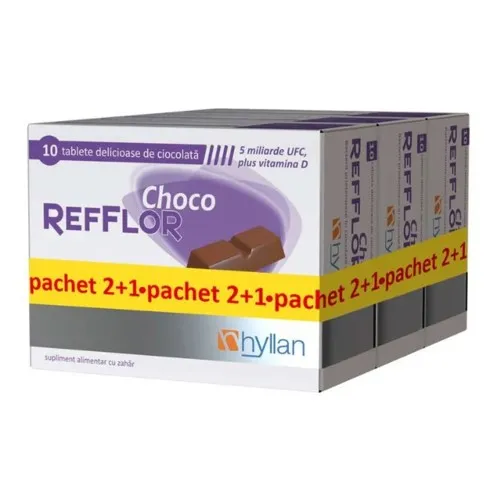 Pachet 2+1 Refflor Choco, 10 comprimate, Hyllan