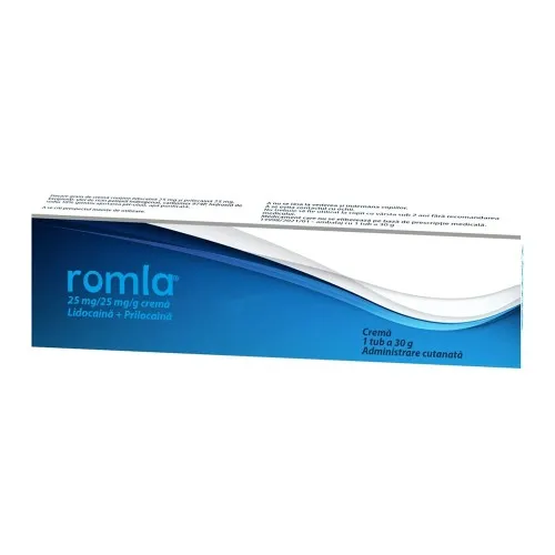 Crema anestezica cu lidocaina si prilocaina Romla, 25mg/25mg/g, 30 g, Elantis Farma