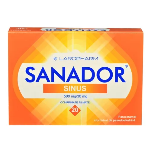 Sanador Sinus, 500 mg/30 mg, 20 comprimate filmate, Laropharm