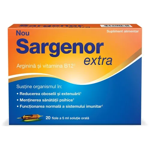 Solutie orala fiole Sargenor Extra B12 5ml, 20 fiole, Viatris