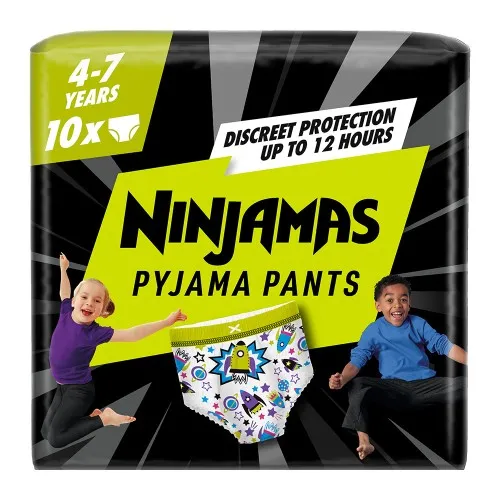 Scutece-chiloțel de noapte Ninjamas, pentru băieței, 4-7 ani, 17-30 kg, 10 buc