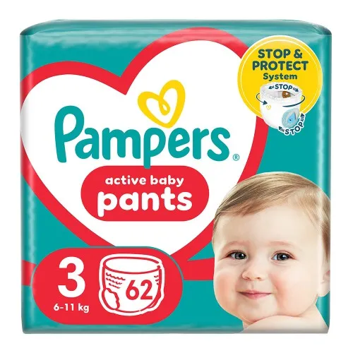 Scutece-chilotel Pampers Pants Marimea 3, 6 kg-11 kg, 62 bucati