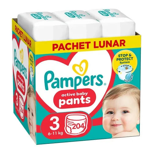 Scutece-chilotel Pampers Pants Marimea 3, 6kg-11kg, 204 bucati