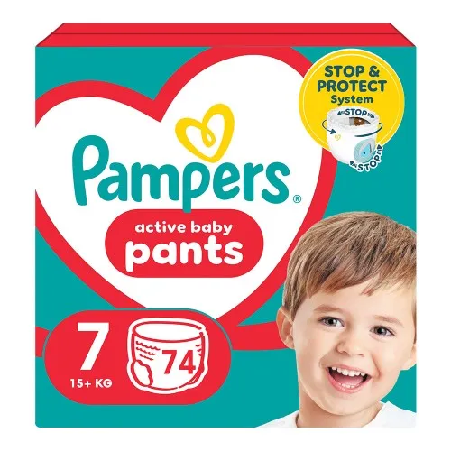 Scutece chilotel Pampers Pants Mega Box Marimea 7, 17+ kg, 74 bucati