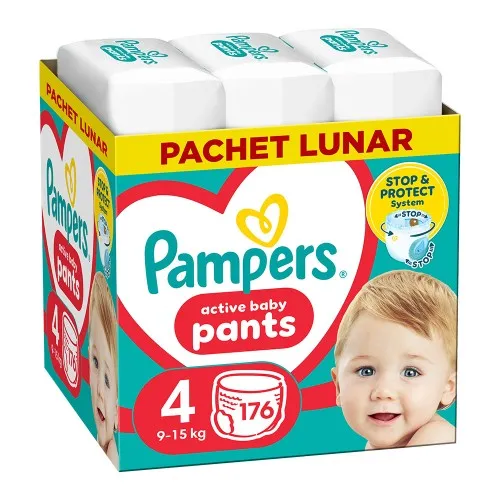 Scutece-chilotel Pampers Pants XXL Box Marimea 4, 9-15 kg, 176 bucati