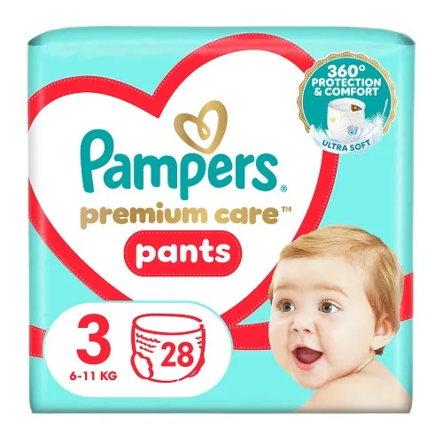 Scutece chilotel Pampers Premium Care Pants Marimea 3, 6-11 kg, 28 bucati