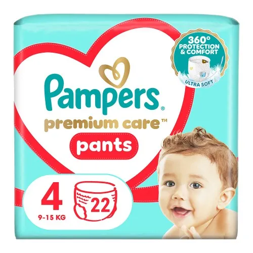 Scutece chilotel Pampers Premium Care Pants Marimea 4, 9-15 kg, 22 bucati