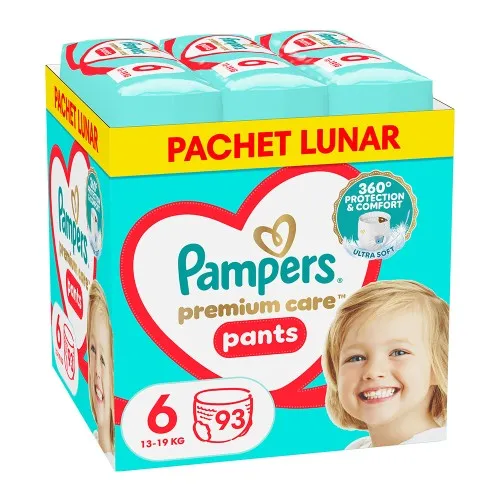 Scutece-chilotel Pampers Premium Care Pants XXL Box Marimea 6, 15+ kg, 93 bucati