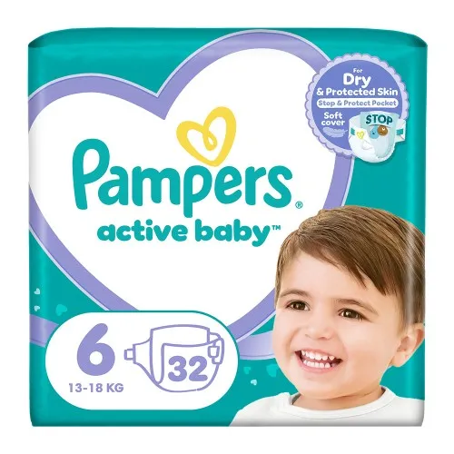 Scutece Pampers Active Baby Mărimea 6, 13-18kg, 32 buc