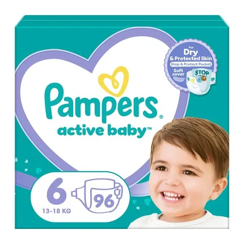 Scutece Pampers Active Baby Mega Box Marimea 6, 13-18 kg, 96 buc