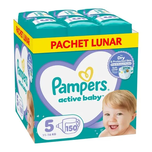 Scutece Pampers Active Baby XXL Box, Marimea 5, 11-16 kg , 150 bucati