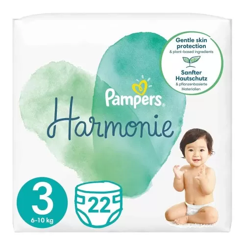 Scutece Pampers Harmonie Marimea 3, 6-10 kg, 22 bucati