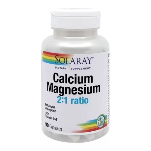 Calciu, Magneziu si Vitamina D Solaray, 90 capsule, Secom