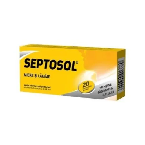 Septosol cu miere si lamaie, 20 comprimate, Biofarm