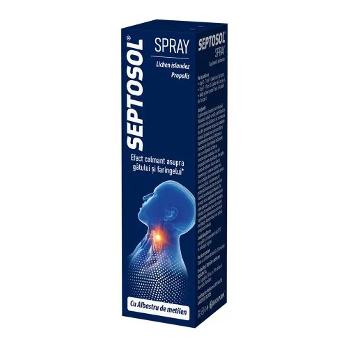 Septosol spray cu albastru de metilen, lichen islandez si propolis, 30 ml, Biofarm