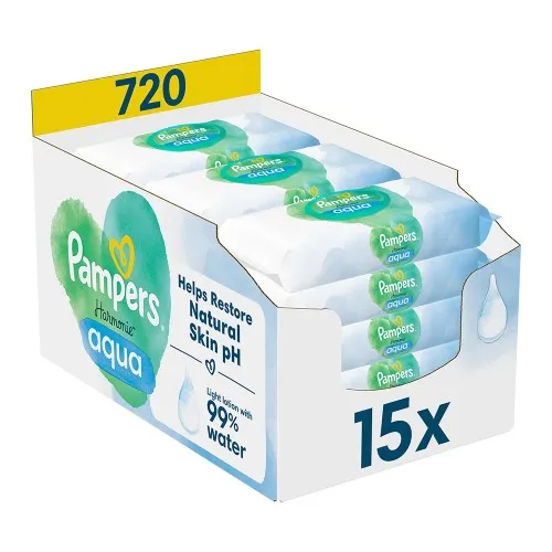 Servetele Harmonie Aqua, 720 buc (15 pachete x 48buc), Pampers