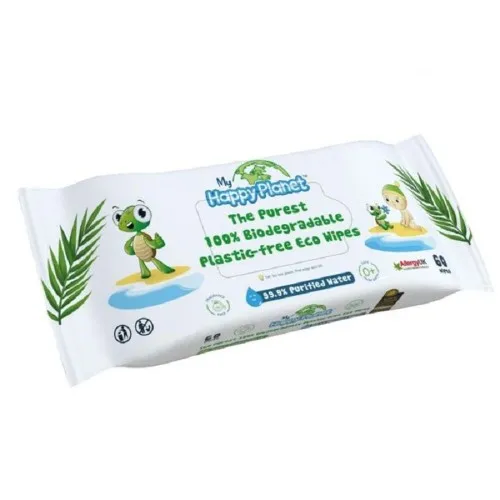 Servetele umede biodegradabile Aquaint Happy Planet, 60 bucati, Opus Innovations