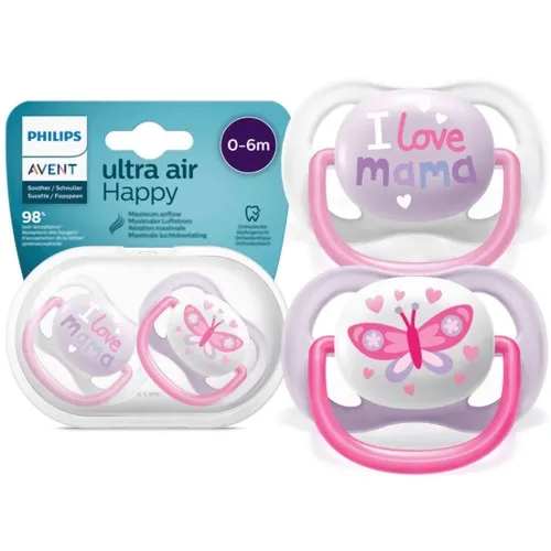 Set suzete Ultra Air pentru 0-6 luni SCF080/02, 2 bucati, Philips Avent