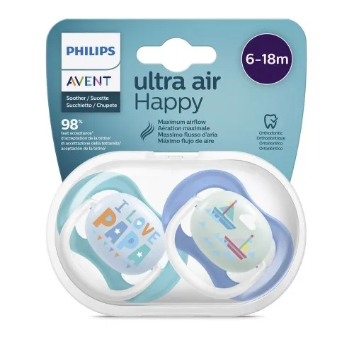 Set suzete Ultra Air pentru 6-18 luni SCF080/03, 2 bucati, Philips Avent