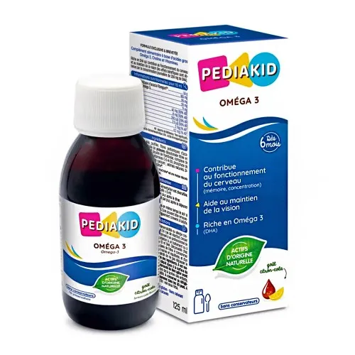 Sirop pentru copii Omega 3 si Vitamina A,C,D,E cu aroma de cola, 125 ml, Pediakid
