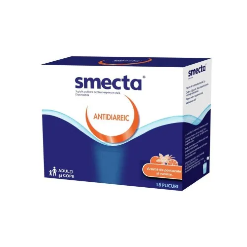Smecta cu vanilie si portocala, 3 g/plic, 18 plicuri, Beaufour Ipsen