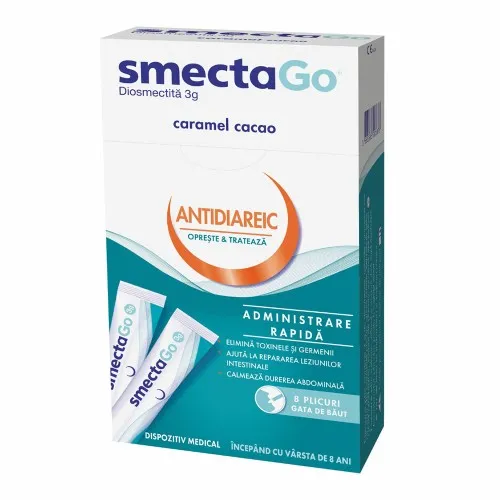 Smecta Go 3g Caramel si Cacao, 8 plicuri, Ipsen