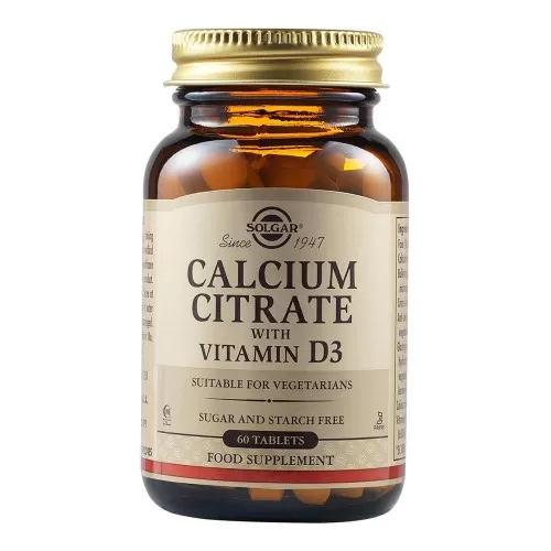 Calcium Citrate cu Vitamina D3 600UI, 60 tablete, Solgar