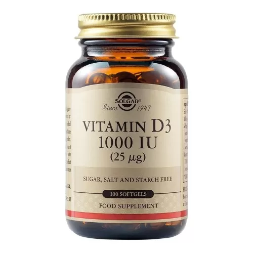 Vitamina D3 1000 UI, 100 capsule moi, Solgar