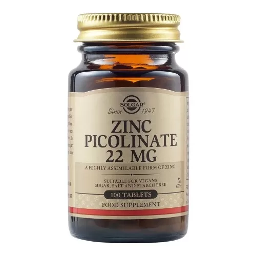 Zinc Picolinate 22mg, 100 tablete, Solgar