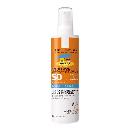 Spray invizibil cu protectie solara SPF 50+ fata si corp, pentru copii, ultra rezistent la apa, 200ml, Anthelios Dermo Pediatrics, La Roche Posay