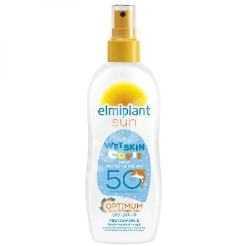 Spray protectie solara pentru copii SPF 50 Optimum Sun Wet Skin, 150 ml, Elmiplant