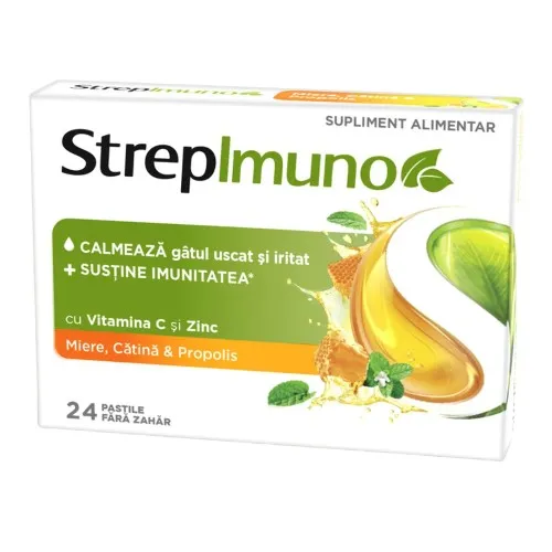Strepimuno cu miere, catina si propolis, 24 pastile de supt, Reckitt Benckiser