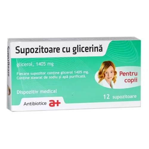 Supozitoare cu glicerina copii, 12 supozitoare, Antibiotice SA