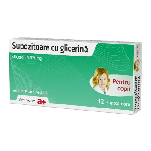 Supozitoare cu glicerina copii, 1405 mg, 12 supozitoare, Antibiotice SA