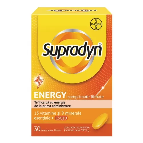 Multivitamine si minerale Supradyn Energy cu Coenzima Q10, 30 comprimate filmate, Bayer