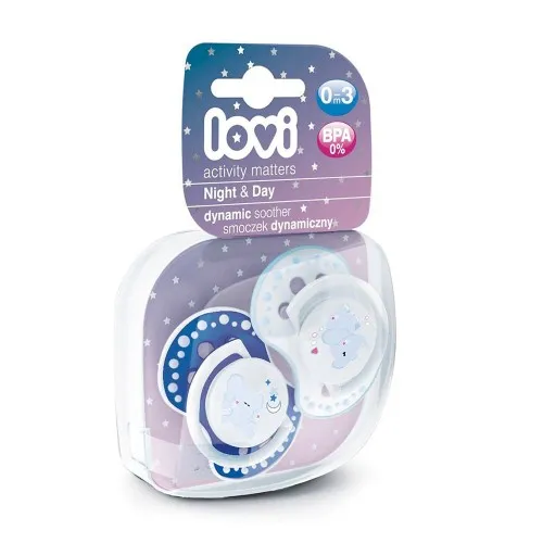 Suzeta Dynamic Night & Day Silicon Baiat Elefant 0-3 luni 22/809, 2 bucati, Lovi