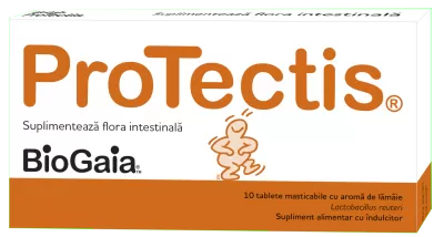 Protectis cu aroma de lamaie, 10 tablete masticabile, BioGaia