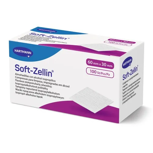 Tampoane impregnate cu alcool, 6 x 3cm, 100 bucati, Soft-Zellin