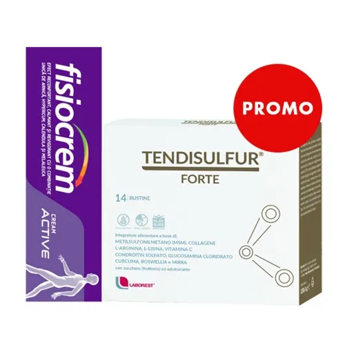 Pachet Sport Tendisulfur Forte, 14 plicuri + Fisiocream Active Cream, 60ml (Pachet Promo)