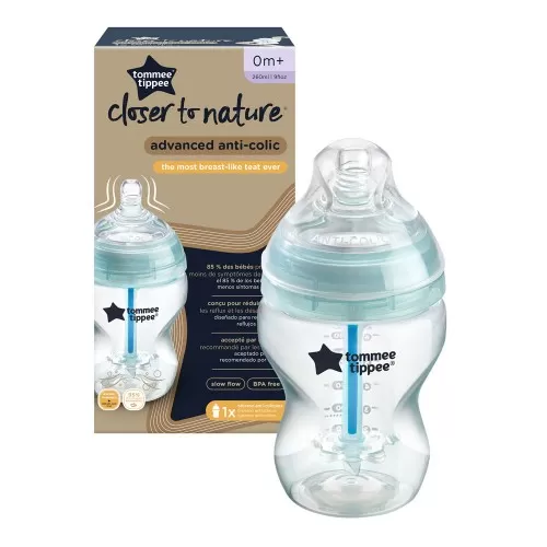 Biberon Advanced anti-colici cu sistem de ventilatie Albastru, 260ml, Tommee Tippee