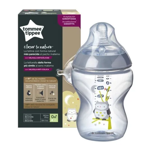 Biberon Bufnita, TT0032 Closer to Nature, + 0 luni, 260ml, Tommee Tippee